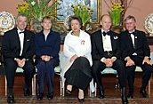 Left to right; Pierre Bergeron, outgoing President of the Michener Awards Foundation; Jenny Manzer, recipient of the 2005 Michener-Deacon Fellowship; Governor General Adrienne Clarkson; His Excellency, John Ralston Saul; David Humphreys, incoming President of the Foundation.