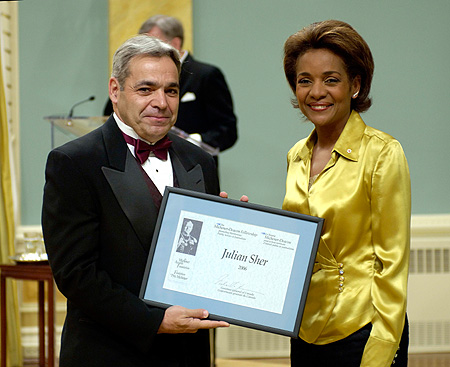 Julian Sher, the recipient of this year's Michener-Deacon Fellowship, and Her Excellency Micha&euml;lle Jean, Governor General of Canada