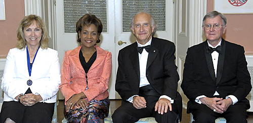 Denise Davy, 2008 Michener-Deacon Fellowship recipient; Her Excellency Micha&euml;lle Jean, Governor General of Canada; His Excellency Jean-Daniel Lafond; and David Humphreys, President, Michener Awards Foundation.