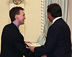 Kevin Donovan accepts Citation from Governor General Ray Hnatyshyn.