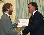 Duncan McMonagle accepts Citation from Governor General Ray Hnatyshyn.