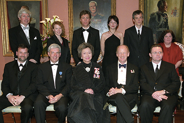 Her Excellency Adrienne Clarkson with finalists for the 2001 Michener Award - photo taken following the annual Michener Award ceremony at Rideau Hall on April 30th, 2002. 