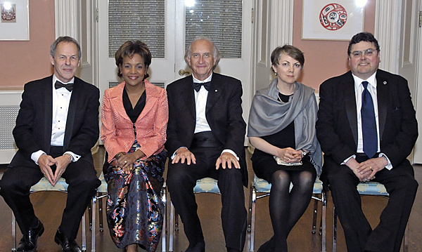 Linden MacIntyre; Her Excellency Micha&euml;lle Jean, Governor General of Canada, His Excellency Jean-Daniel Lafond; Sally Reardon; David Studer. 