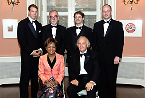 L-R: Greg McArthur; Colin MacKenzie; Ed Greenspon; David Walmsley; Seated; Her Excellency Micha&euml;lle Jean; His  Excellency Jean-Daniel Lafond.