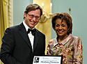 Benoit Chartier accepts Citation of Merit from Governor General Micha&euml;lle Jean.