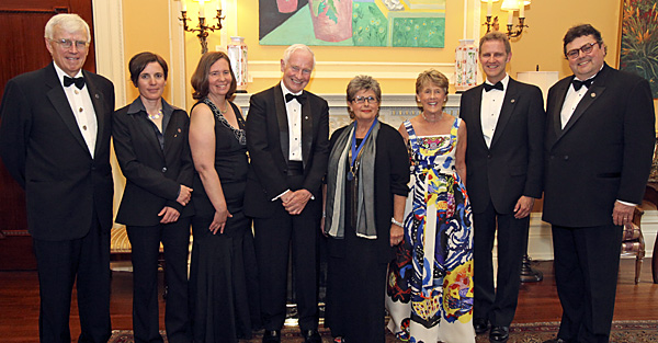 L to R: Russell Mills, President, Michener Awards Foundation; Maria Caloz, producer/director; Lynette Fortune, associate producer; His Excellency the Right Honourable David Johnston; Hana Gartner, reporter/host; Her Excellency Mrs. Sharon Johnston; Jim Williamson, executive producer; David Studer, executive producer.