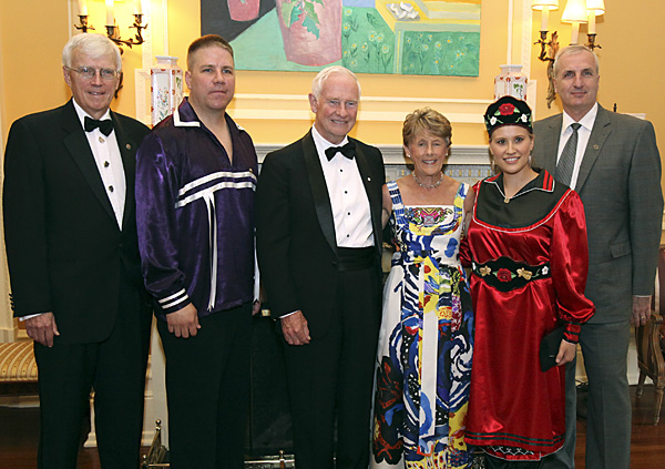 L to R: Steve Bonspiel, co-publisher, Eastern Door; His Excellency the Right Honourable David Johnston; Her Excellency Mrs. Sharon Johnston; journalist, Brittany Leborgne; Richard Tardiff, assistant editor.