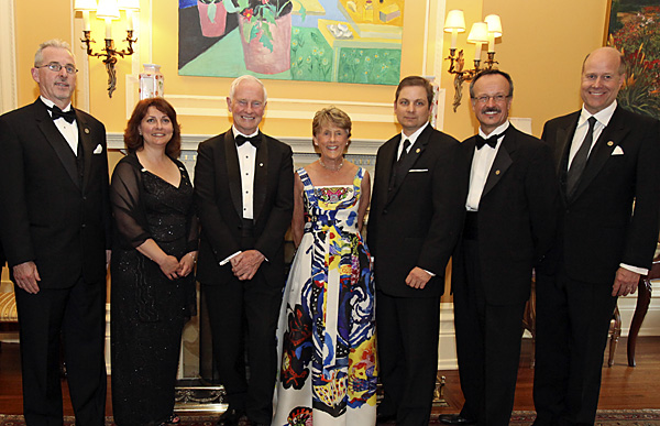 L to R: Reporter Steve Buist; Diana Mackay, marketing manager; His Excellency the Right Honourable David Johnston; Her Excellency Mrs. Sharon Johnston; Jim Poling, managing editor; Dana Robbins, publisher; Paul Berton, editor-in-chief.