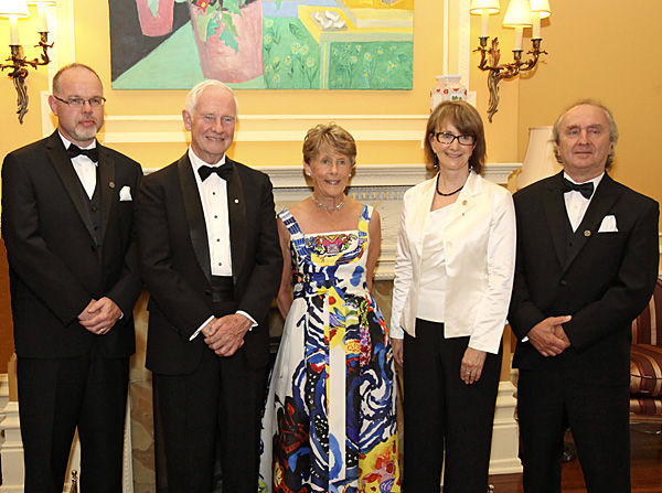 L to R: Harold Munro, managing editor; His Excellency the Right Honourable David Johnston; Her Excellency Mrs. Sharon Johnston; editor-in-chief, Patricia Graham; reporter Larry Pynn.