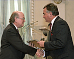 Don Babick accepts Citation of Merit from Governor General Ray Hnatyshyn.
