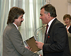 John Sullivan accepts Citation of Merit from Governor General Ray Hnatyshyn.