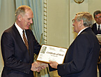 Dave Ellis accepts Citation of Merit from Governor General Rom&eacute;o LeBlanc.