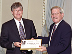 Philip McLeod accepts a 1997 Michener Citation of Merit from Chief Justice Antonio Lamer.