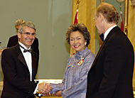 Governor General Adrienne Clarkson presents a Citation of Merit to reporter Michael Higgins representing the National Post.