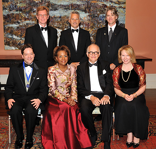 Standing (L-R): Eric Morrison, Rob Russo, Scott White. Seated (L-R): Jim Bronskill, Her Excellency Micha�lle Jean, His Excellency Jean-Daniel Lafond; and Sue Bailey.
